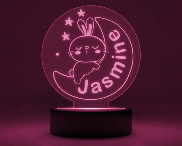 Bunny | Moon Personalised Night Light | Kids Room Custom Name Lights | Acrylic | Nursery Decor | Gift for Kids | & Birthday